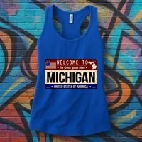 Welcome To The Great Lakes State USA License Plate Michigan Women's Tank Top thumb 3