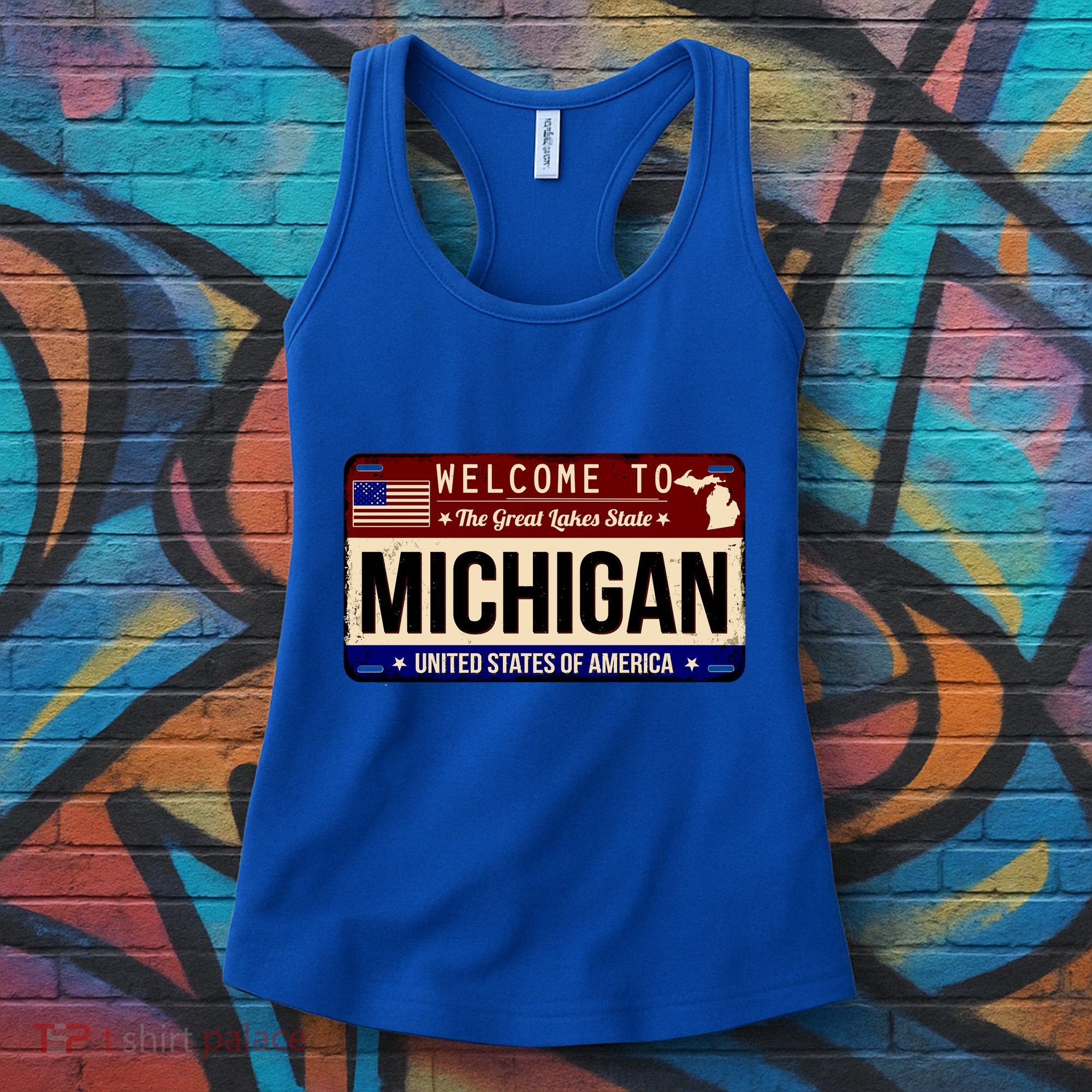 Welcome To The Great Lakes State USA License Plate Michigan Women's Tank Top