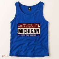 Welcome To The Great Lakes State USA License Plate Michigan Tank Top thumb 2