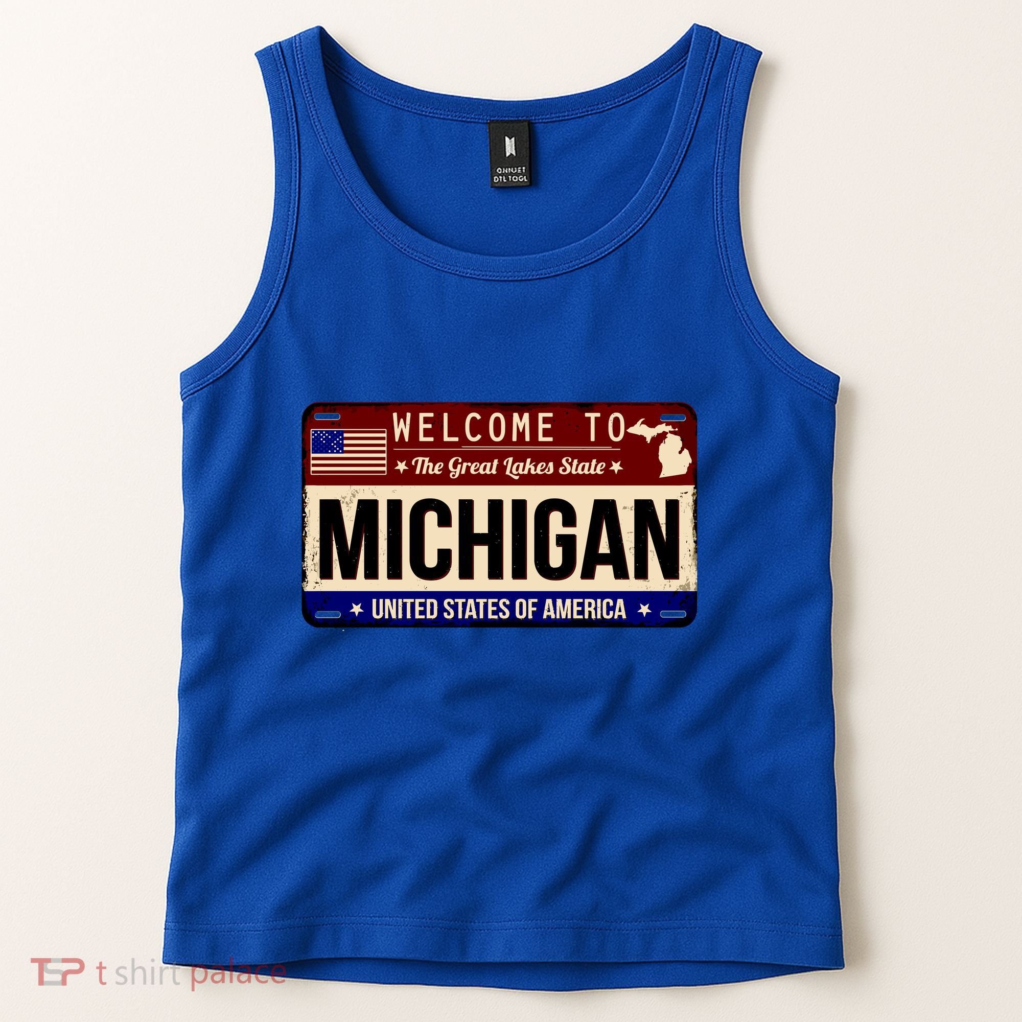 Welcome To The Great Lakes State USA License Plate Michigan Tank Top