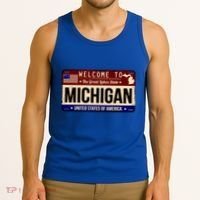 Welcome To The Great Lakes State USA License Plate Michigan Tank Top thumb 3