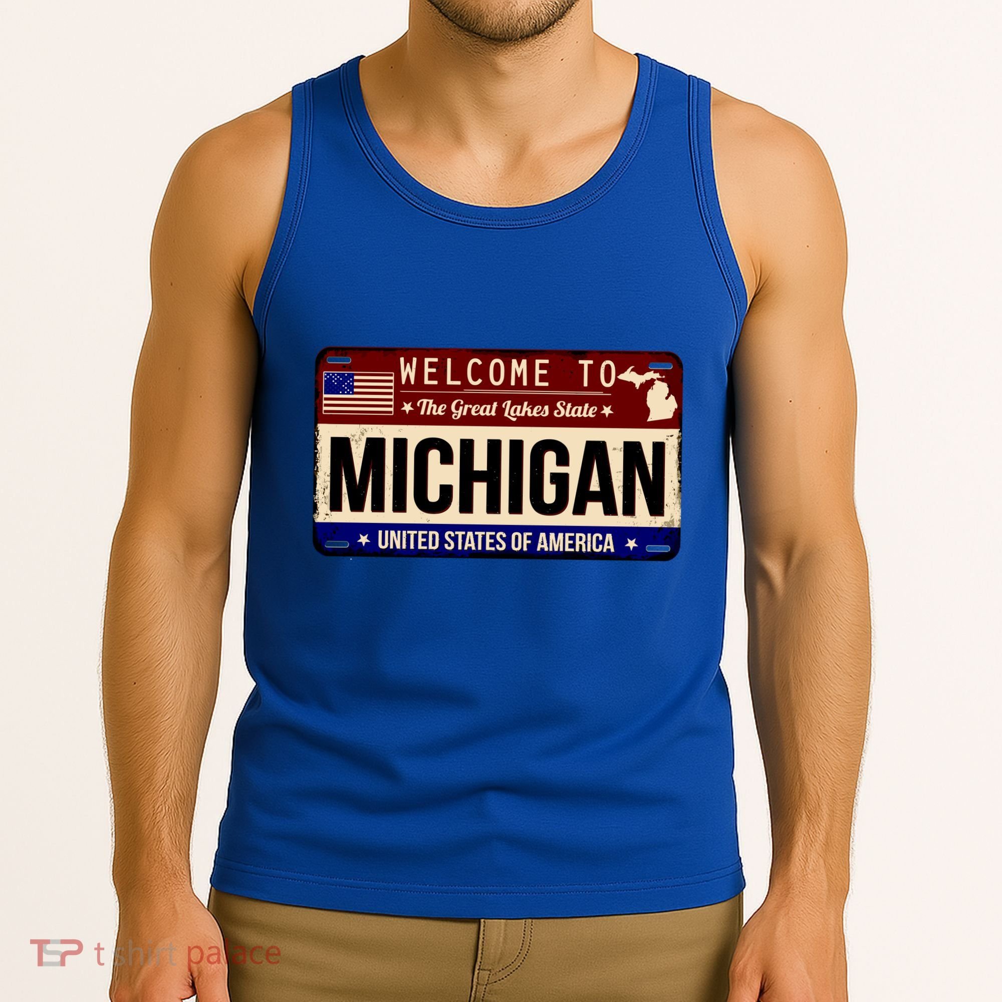 Welcome To The Great Lakes State USA License Plate Michigan Tank Top