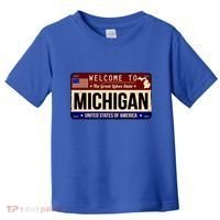 Welcome To The Great Lakes State USA License Plate Michigan Toddler T-Shirt thumb 0