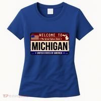 Welcome To The Great Lakes State USA License Plate Michigan Women's T-Shirt thumb 0