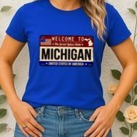 Welcome To The Great Lakes State USA License Plate Michigan Women's T-Shirt thumb 2