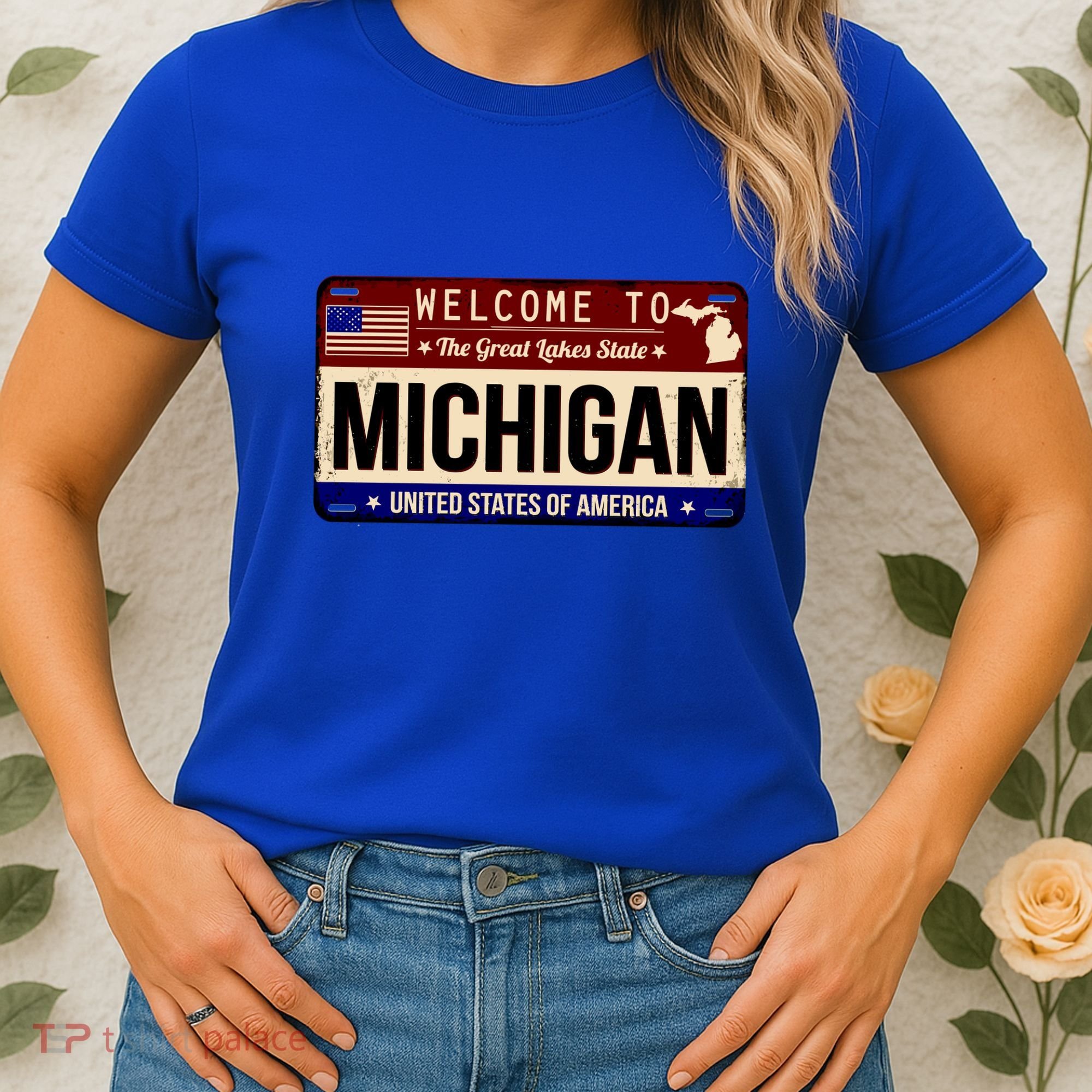 Welcome To The Great Lakes State USA License Plate Michigan Women's T-Shirt