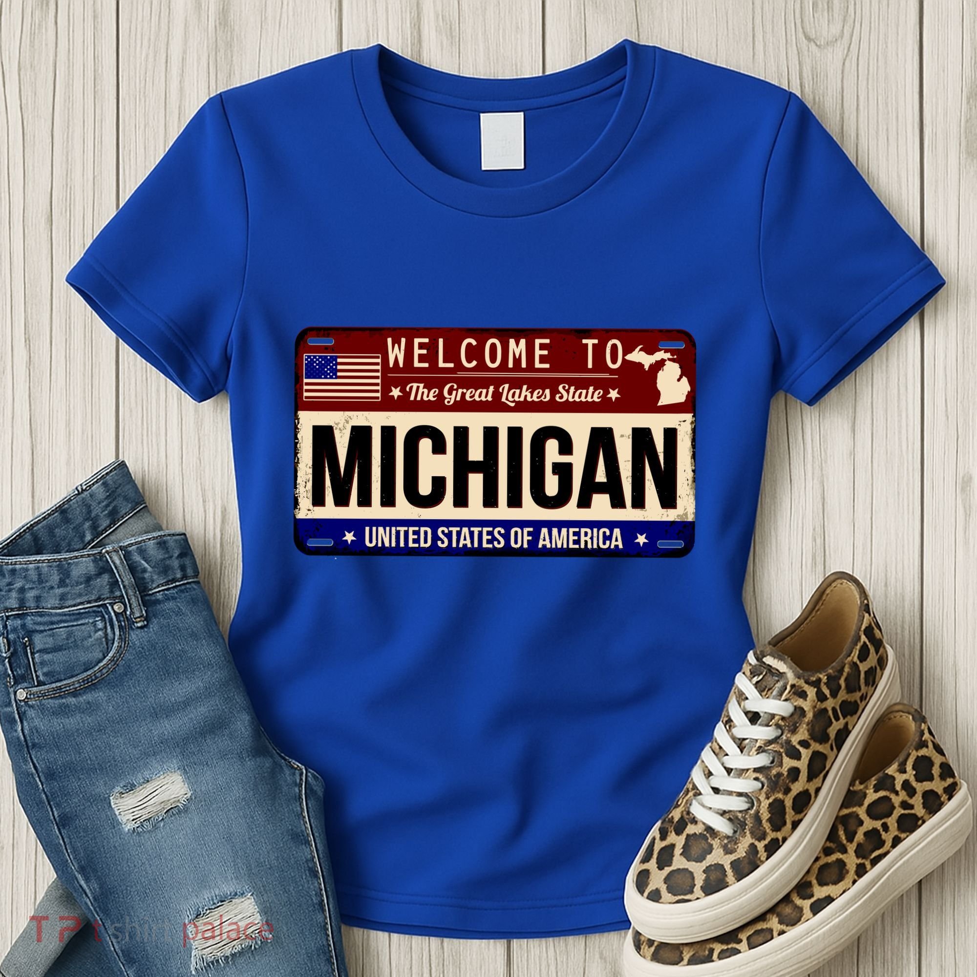 Welcome To The Great Lakes State USA License Plate Michigan Women's T-Shirt