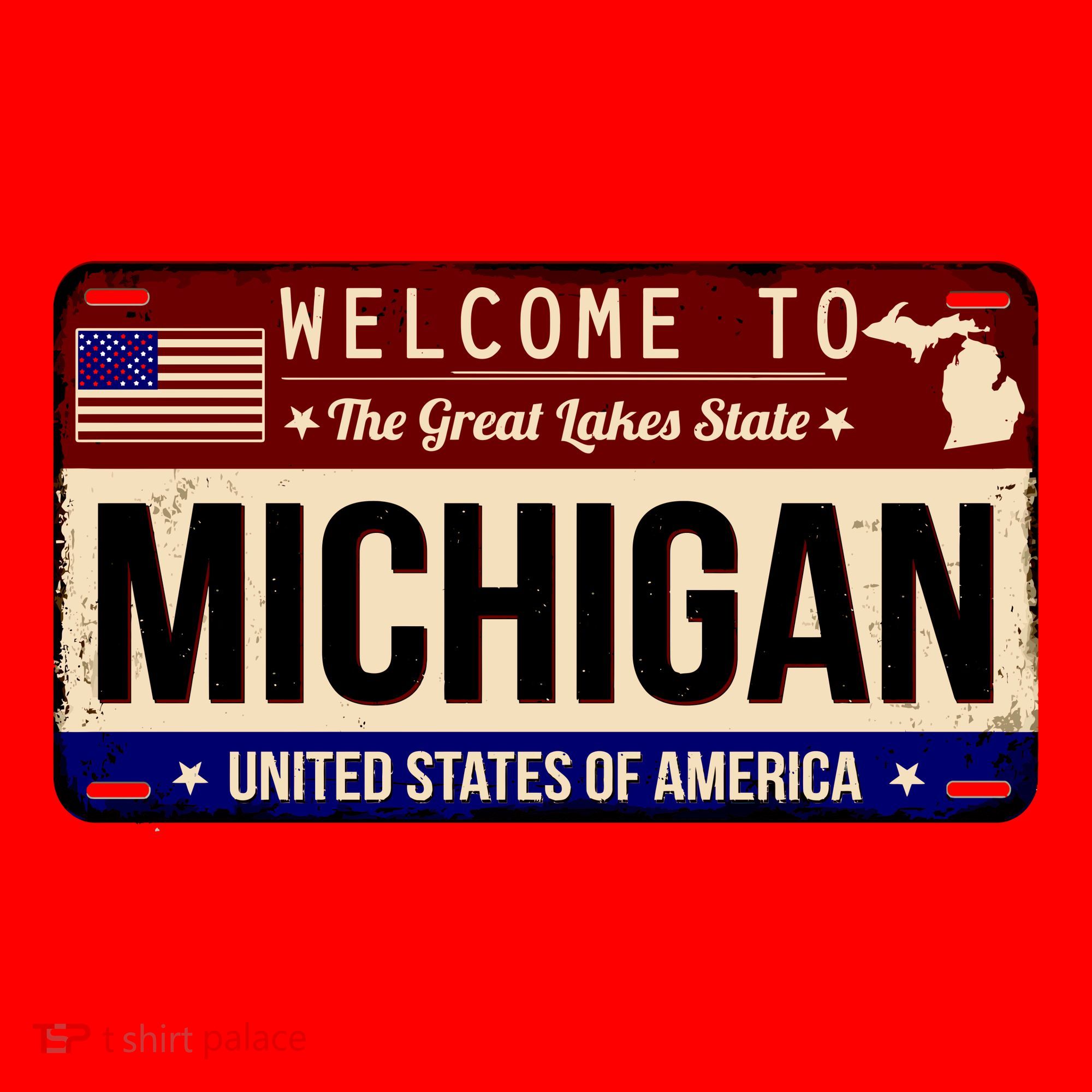 Welcome To The Great Lakes State USA License Plate Michigan Santa Hat
