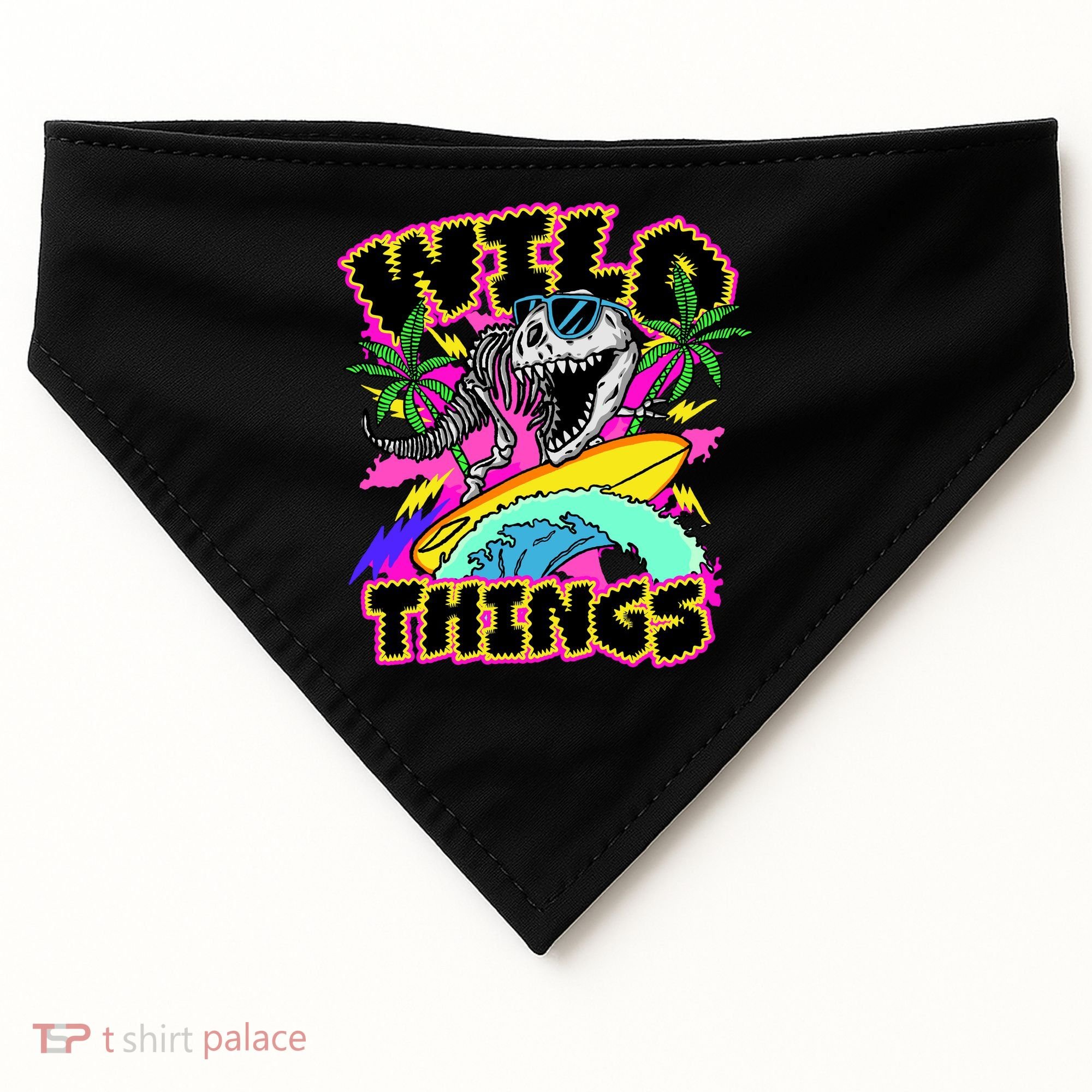 Wild Things T Rex Surfing USA-Made Doggie Bandana