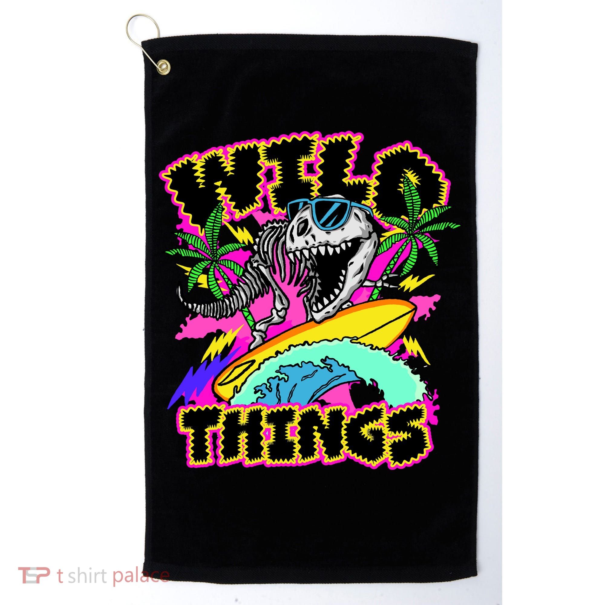 Wild Things T Rex Surfing Golf Towel
