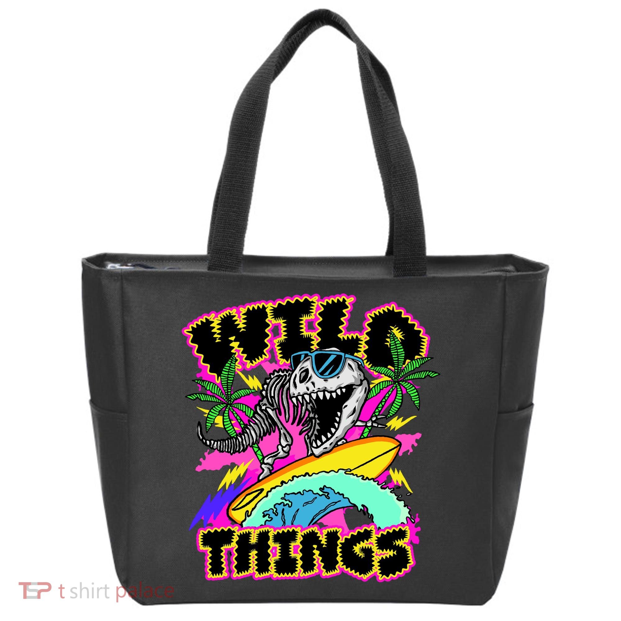 Wild Things T Rex Surfing Tote Bag
