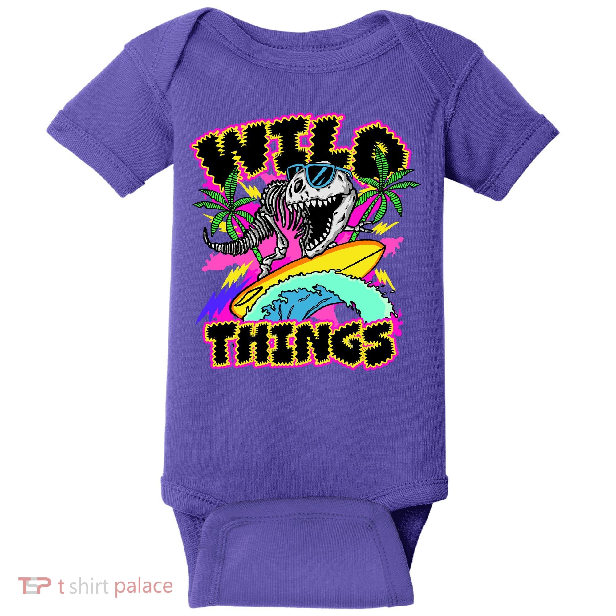Wild Things T Rex Surfing Baby Bodysuit