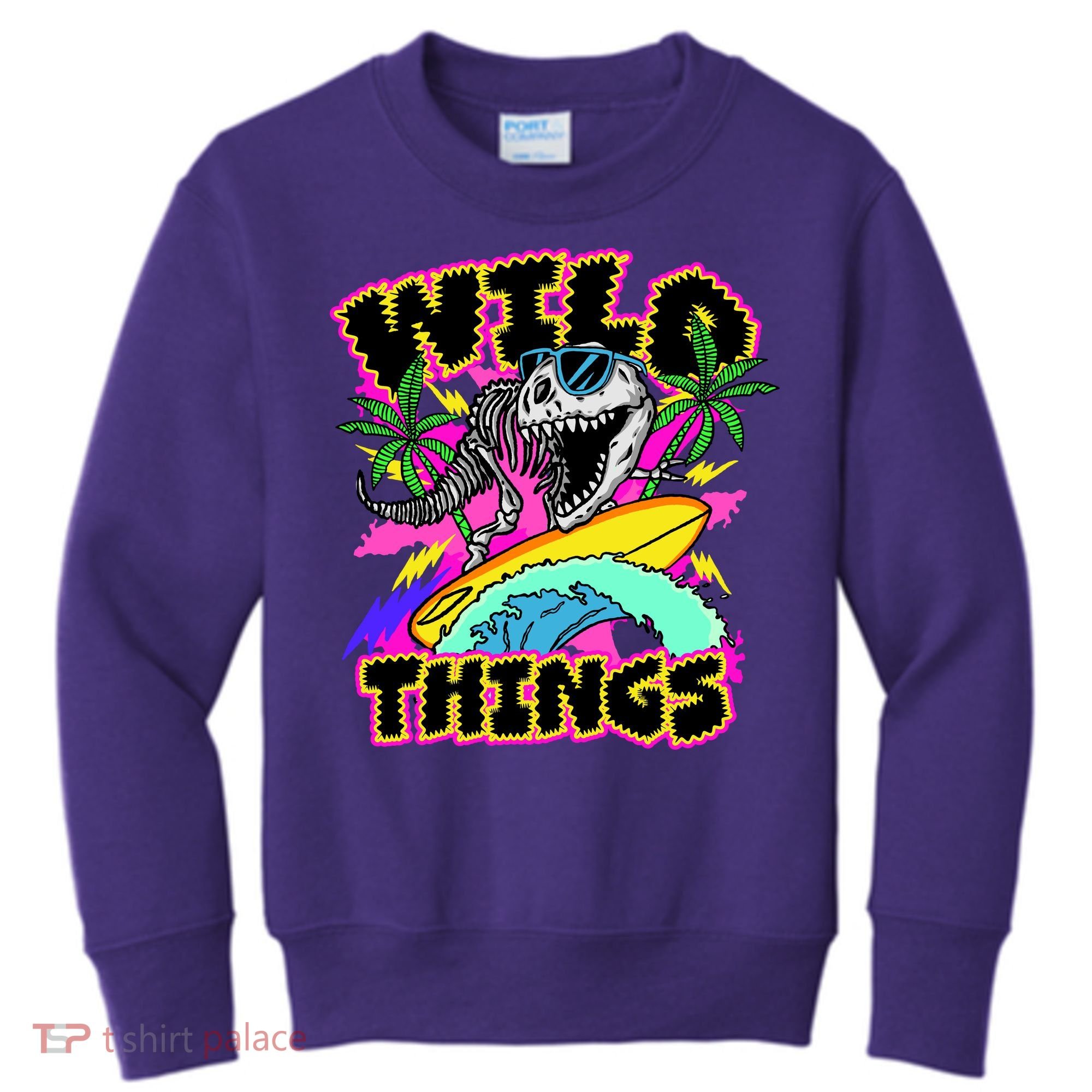 Wild Things T Rex Surfing Kids Sweatshirt