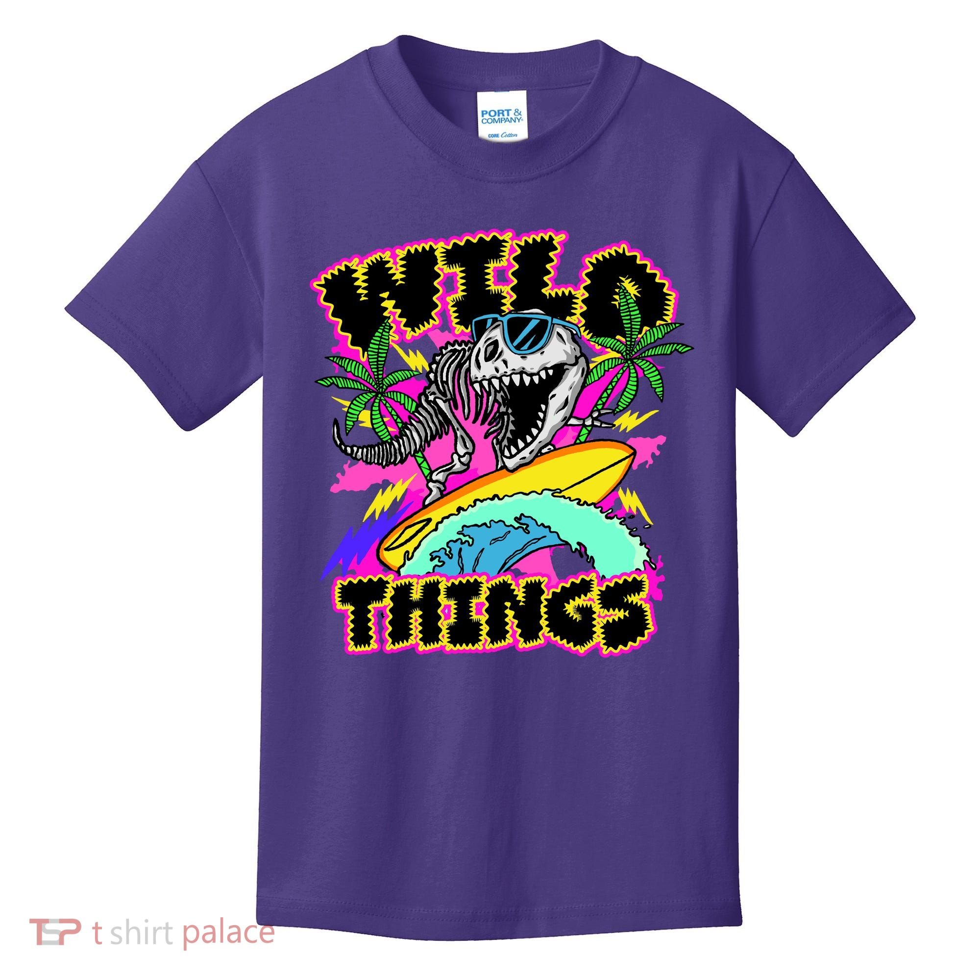Wild Things T Rex Surfing Kids T-Shirt