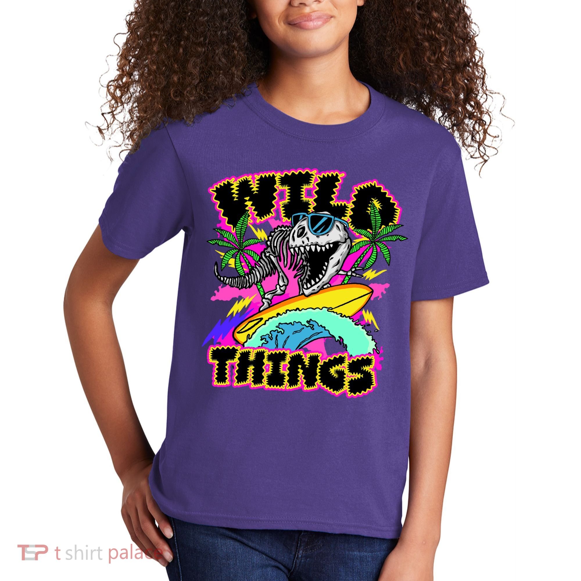 Wild Things T Rex Surfing Kids T-Shirt