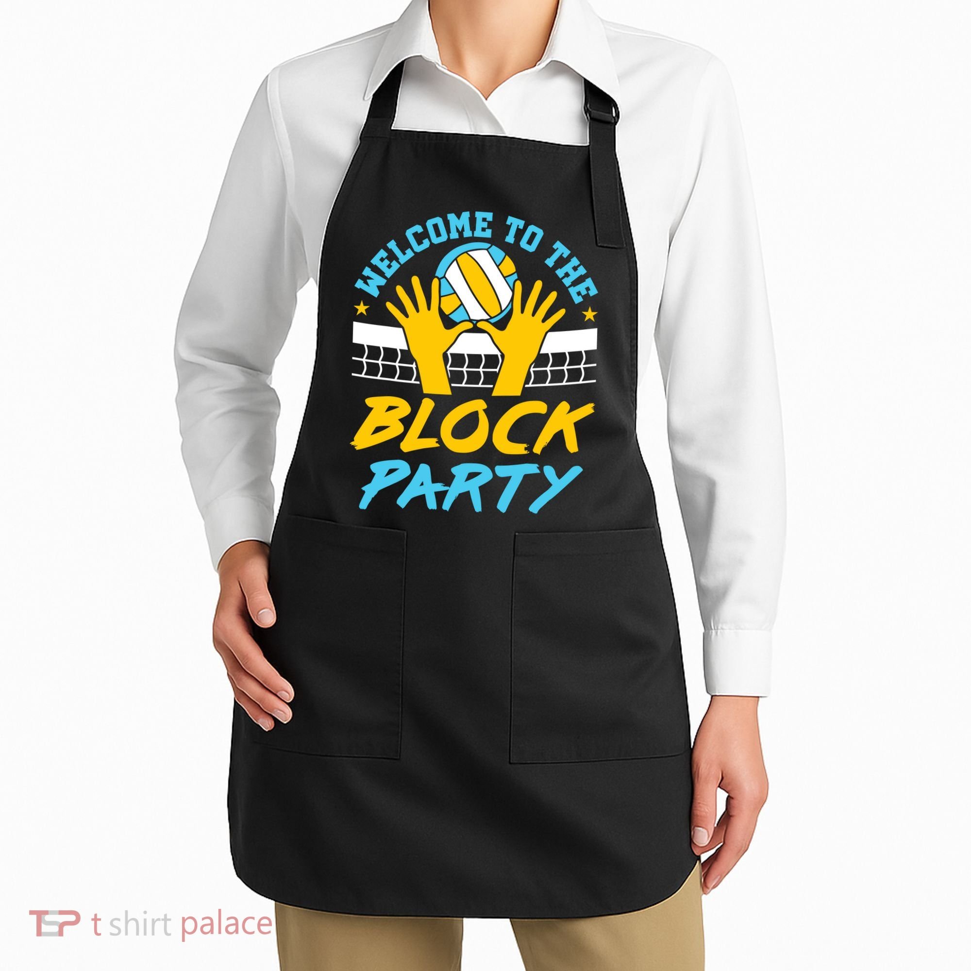 Welcome To The Block Party Volleyball Apron