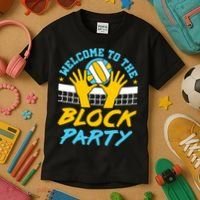 Welcome To The Block Party Volleyball Kids T-Shirt thumb 3