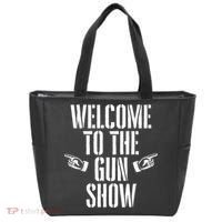 Welcome To The Gun Show Funny Bodybuilder Weightlifting Tote Bag thumb 0