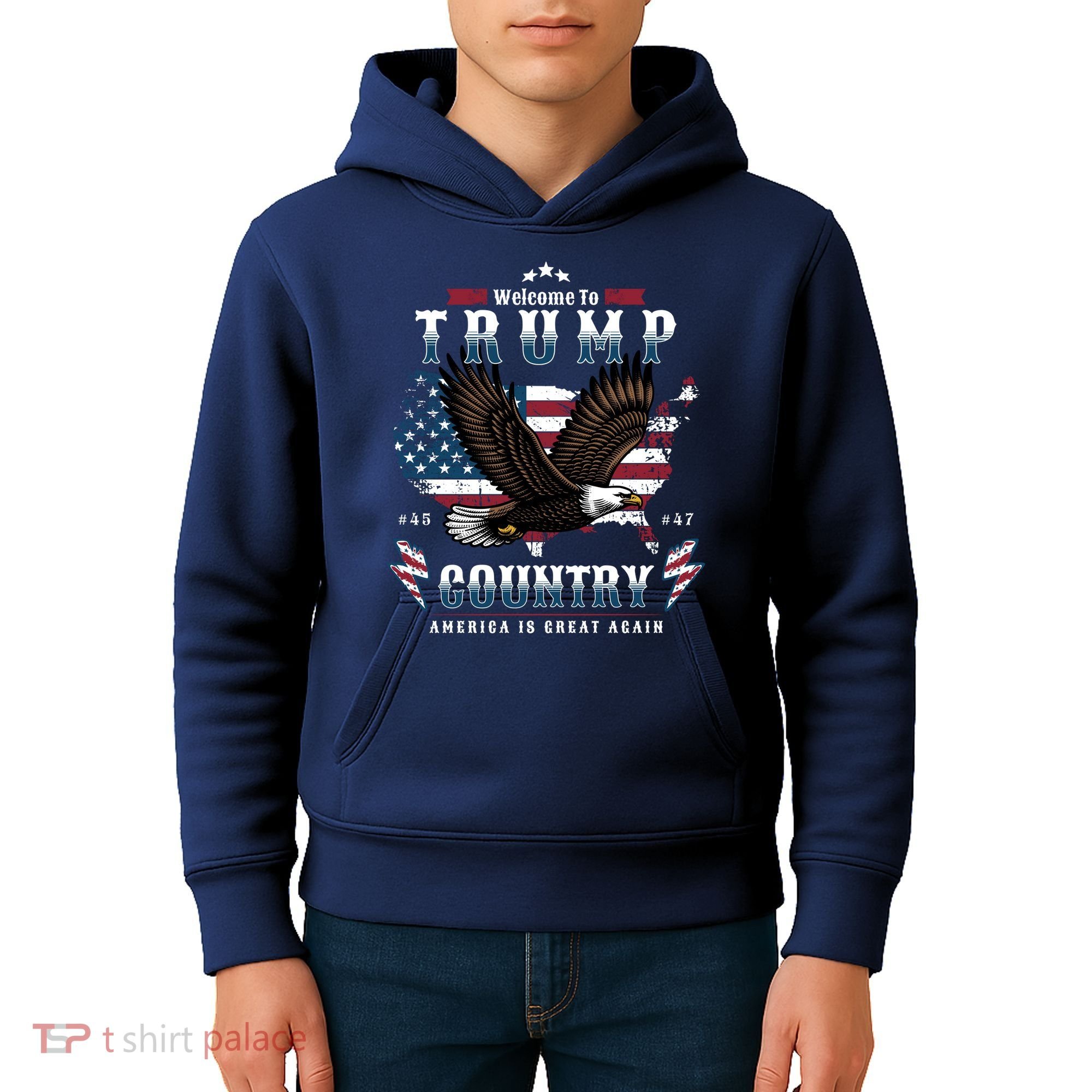 Welcome To Trump Country Usa Bald Eagle Kids Hoodie