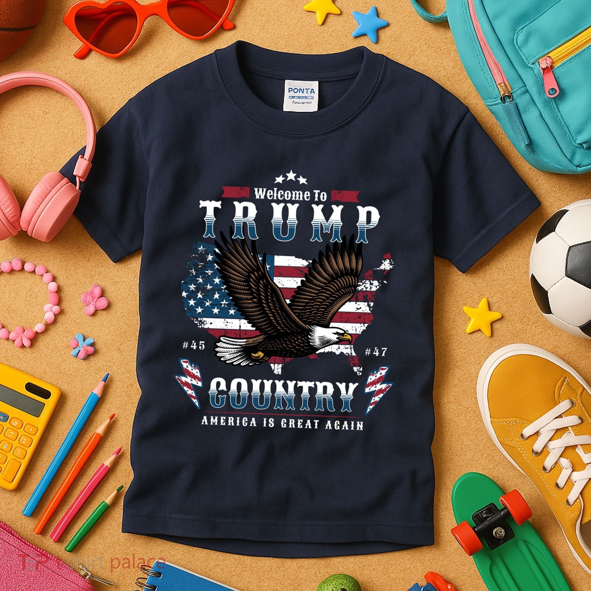 Welcome To Trump Country Usa Bald Eagle Kids T-Shirt