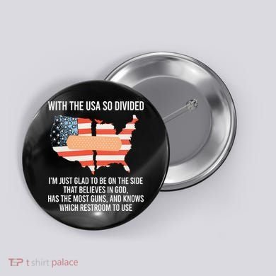 With The Usa So Divided America Flag Button
