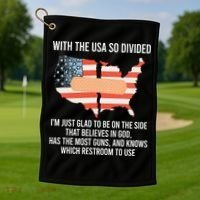With The Usa So Divided America Flag Golf Towel thumb 1