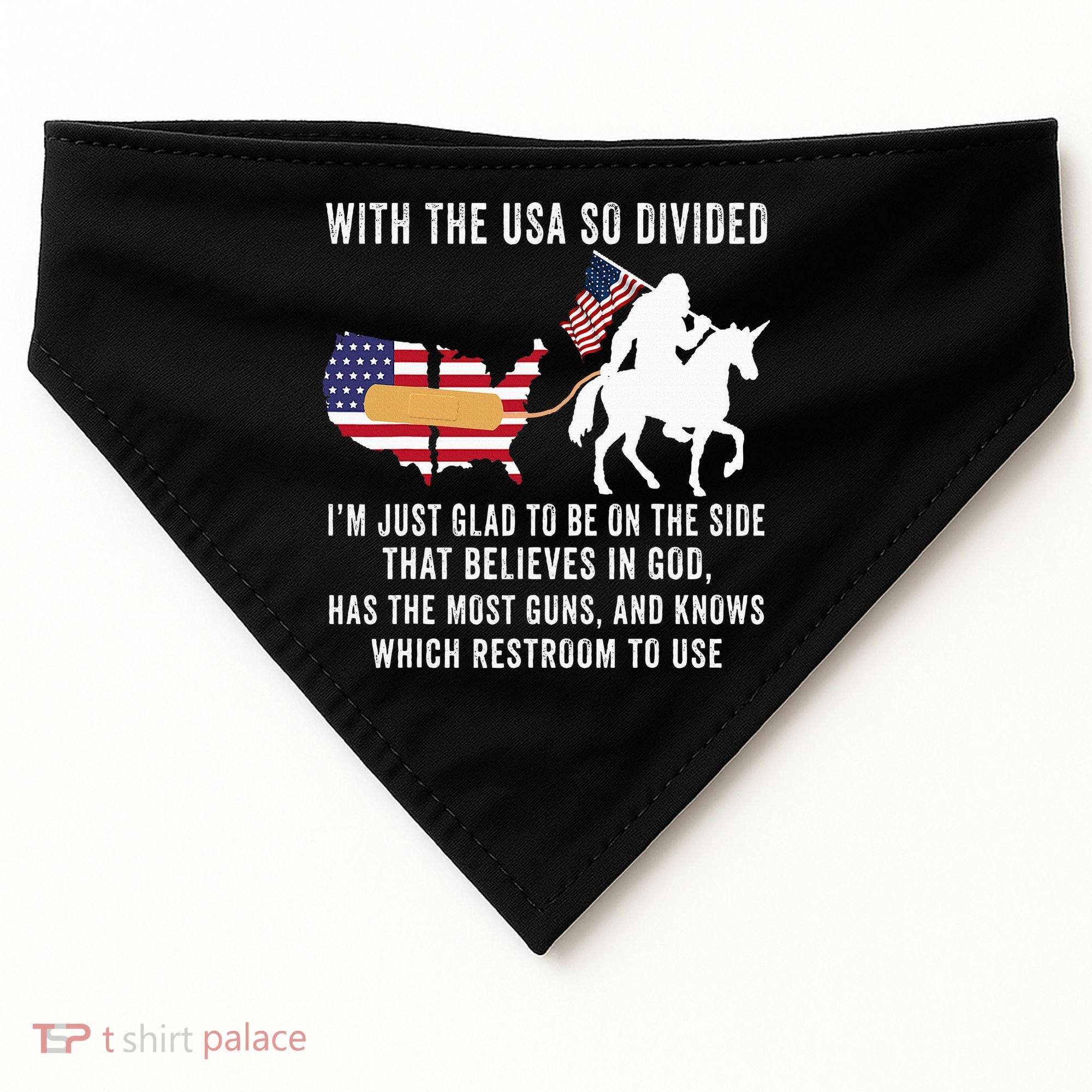With The Usa So Divided IM Just Glad To Be On The Side USA-Made Doggie Bandana