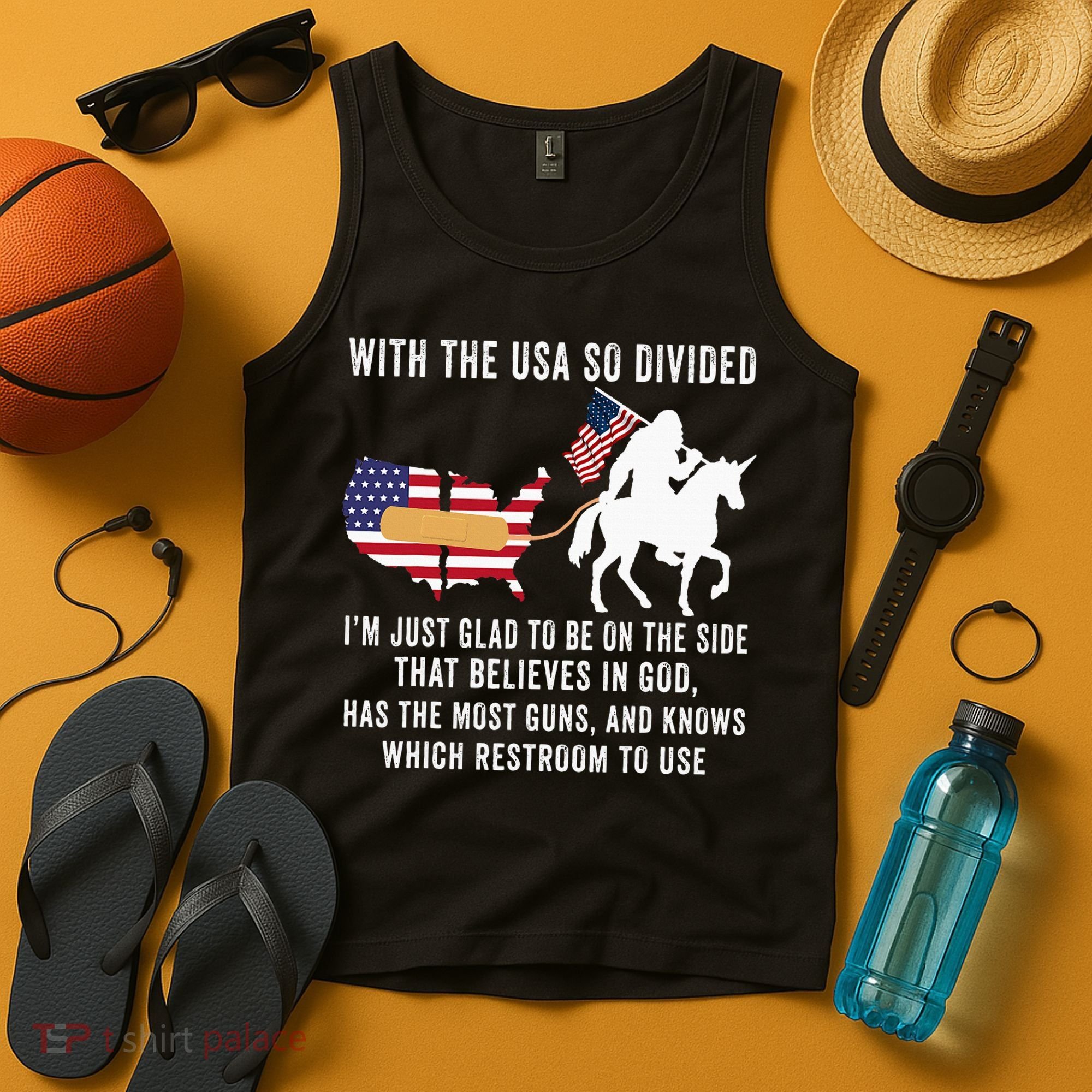With The Usa So Divided IM Just Glad To Be On The Side Tank Top