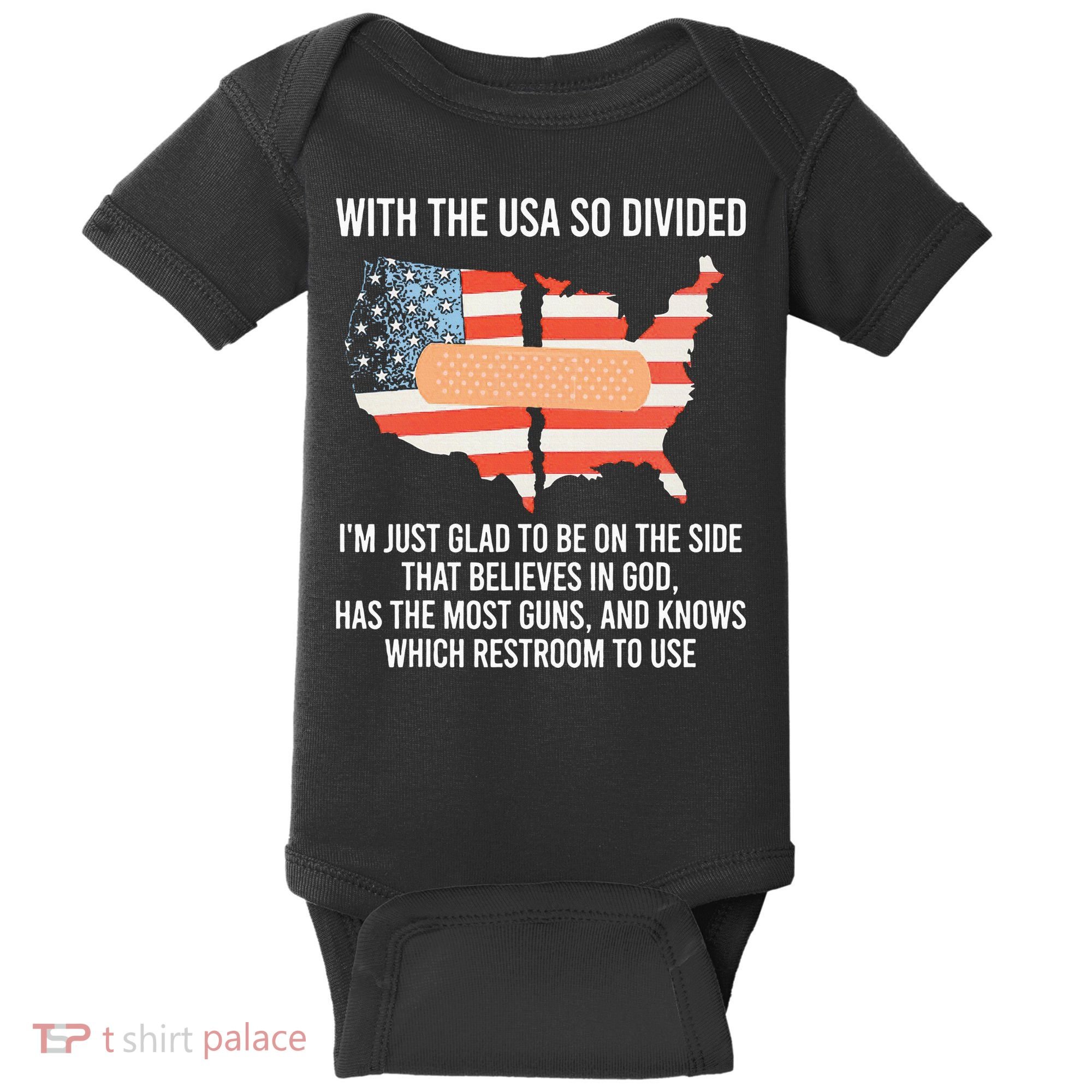 With The Usa So Divided America Flag Baby Bodysuit