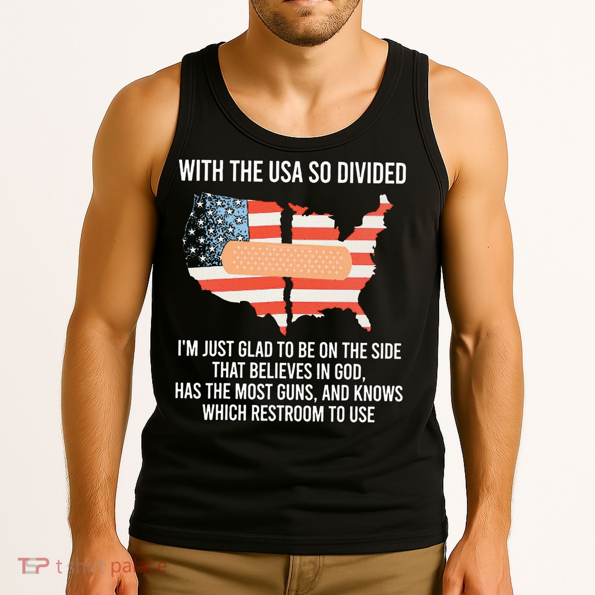 With The Usa So Divided America Flag Tank Top