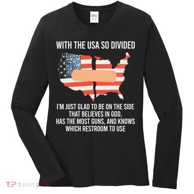 With The Usa So Divided America Flag Women's Long Sleeve Shirt