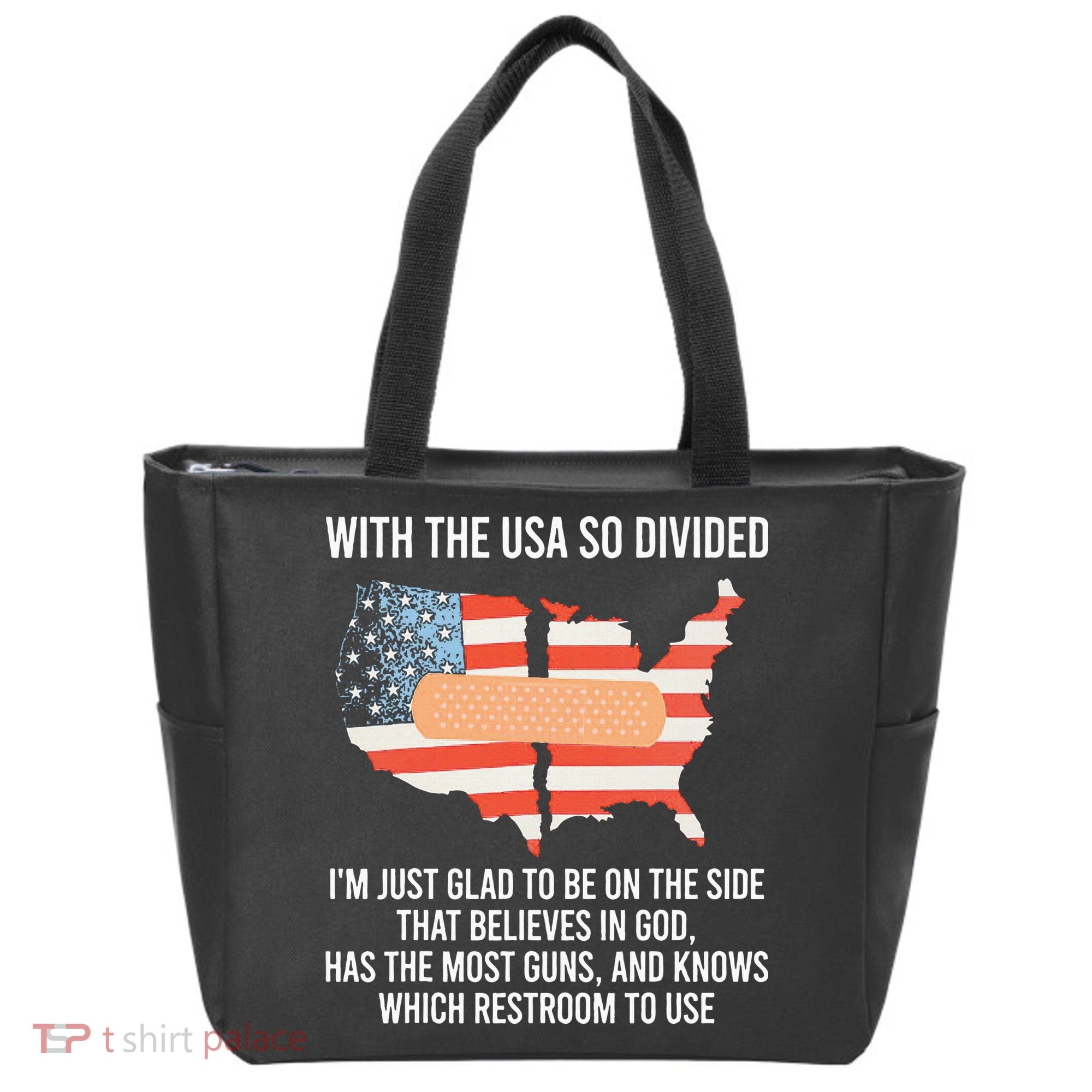 With The Usa So Divided America Flag Tote Bag