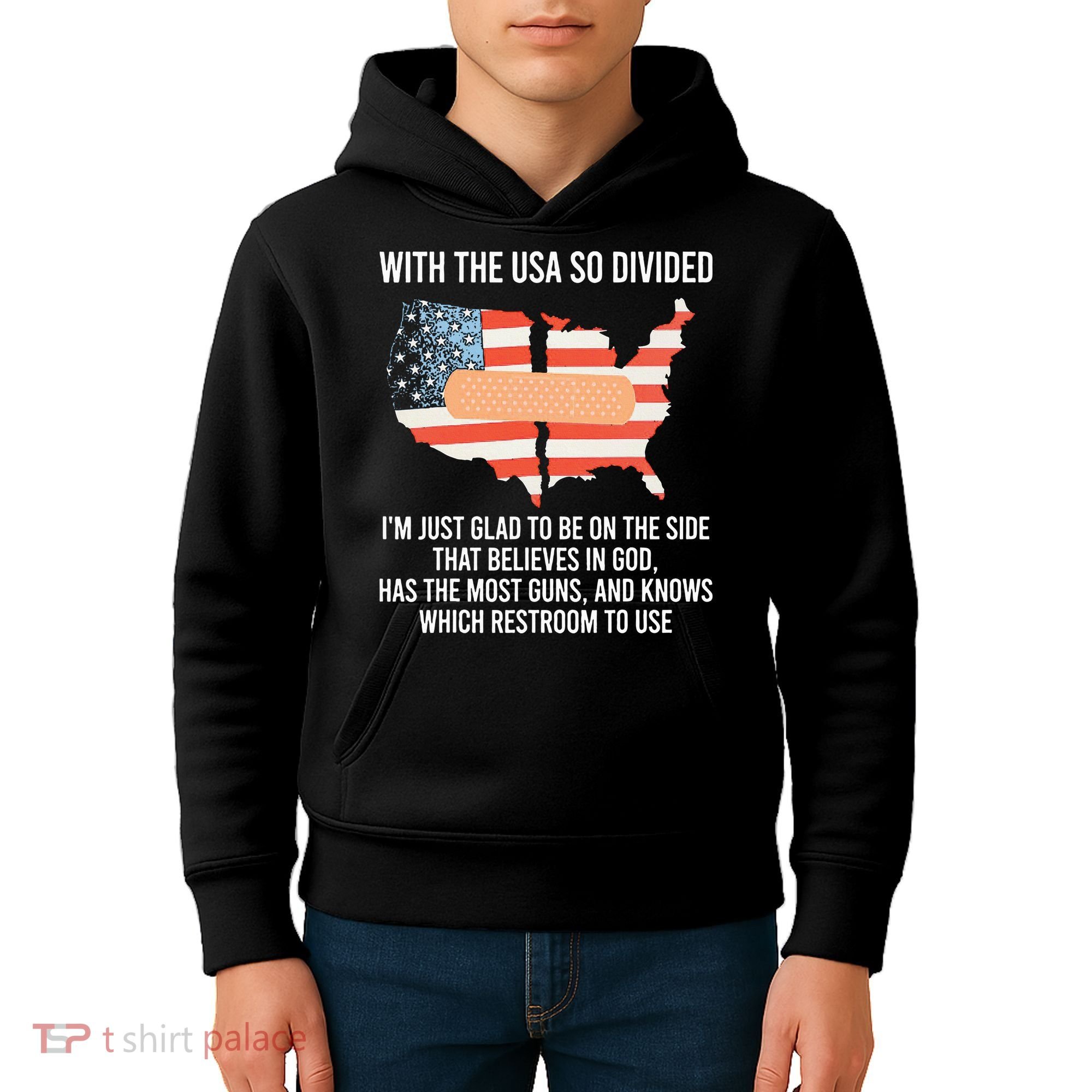 With The Usa So Divided America Flag Kids Hoodie