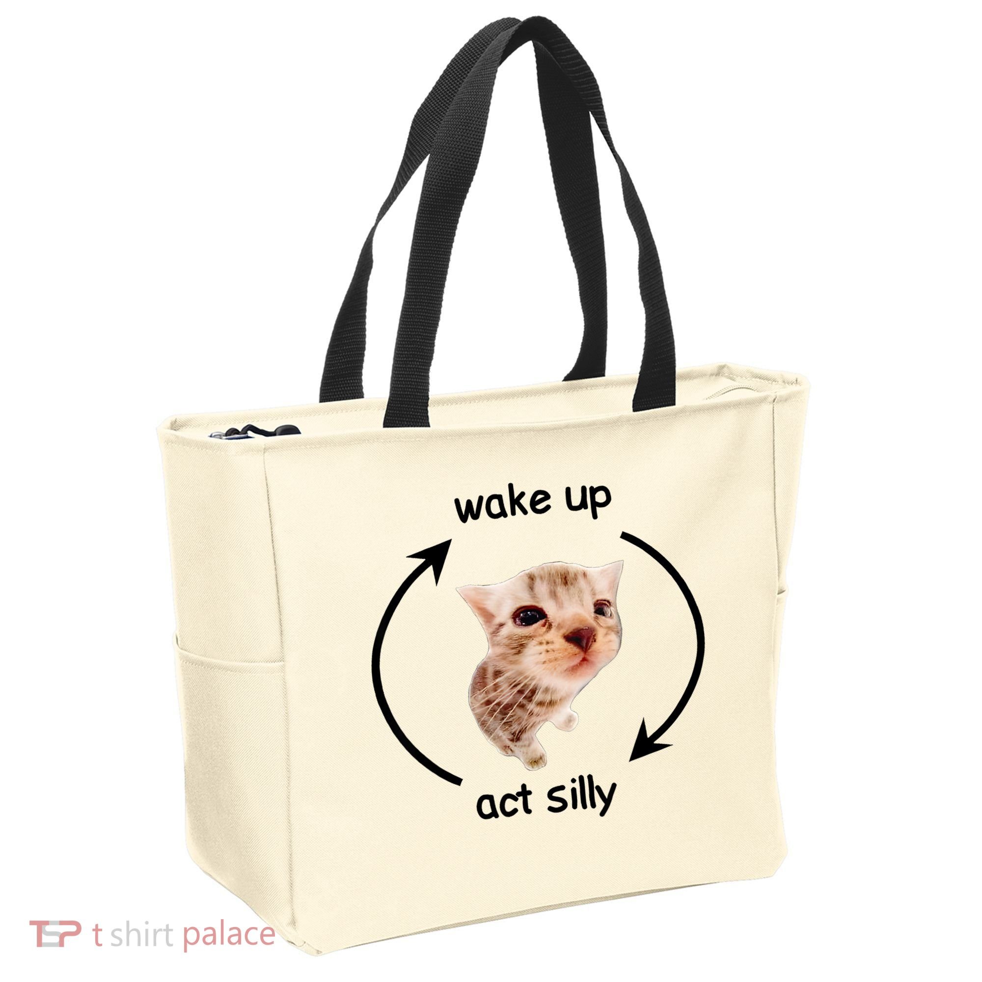 Wake Up Act Silly Cat Tote Bag