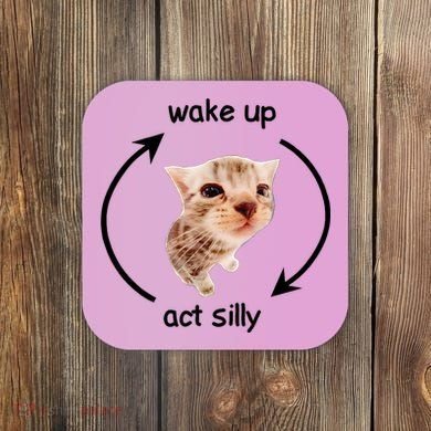 Wake Up Act Silly Cat Coaster