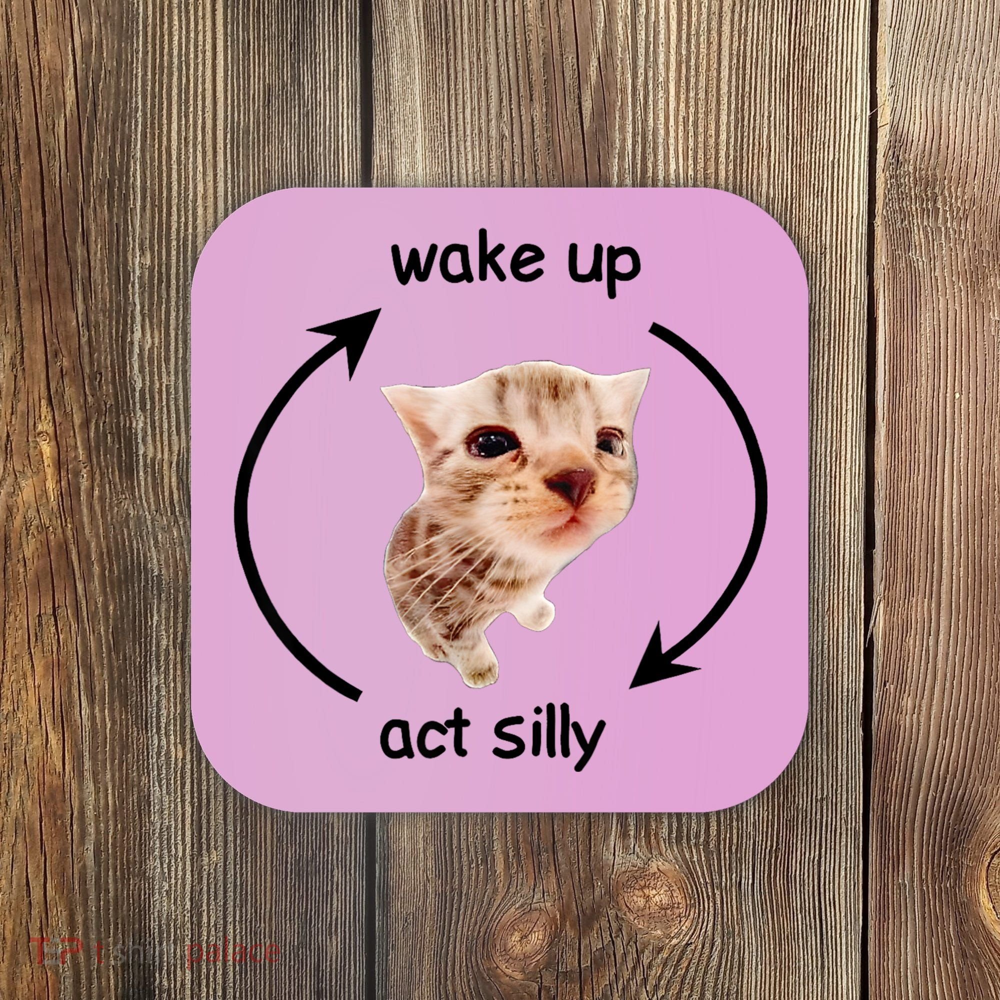 Wake Up Act Silly Cat Coaster