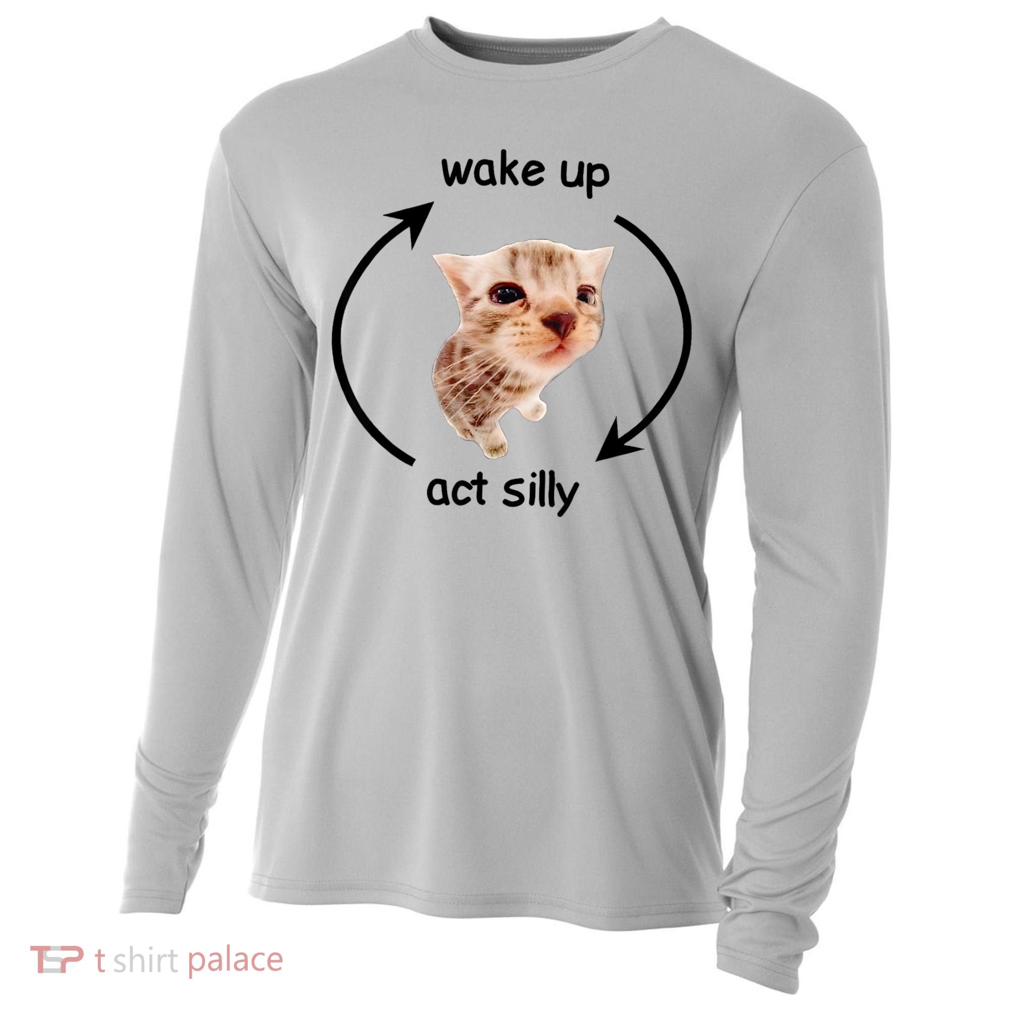 Wake Up Act Silly Cat Cooling Performance Long Sleeve Crew