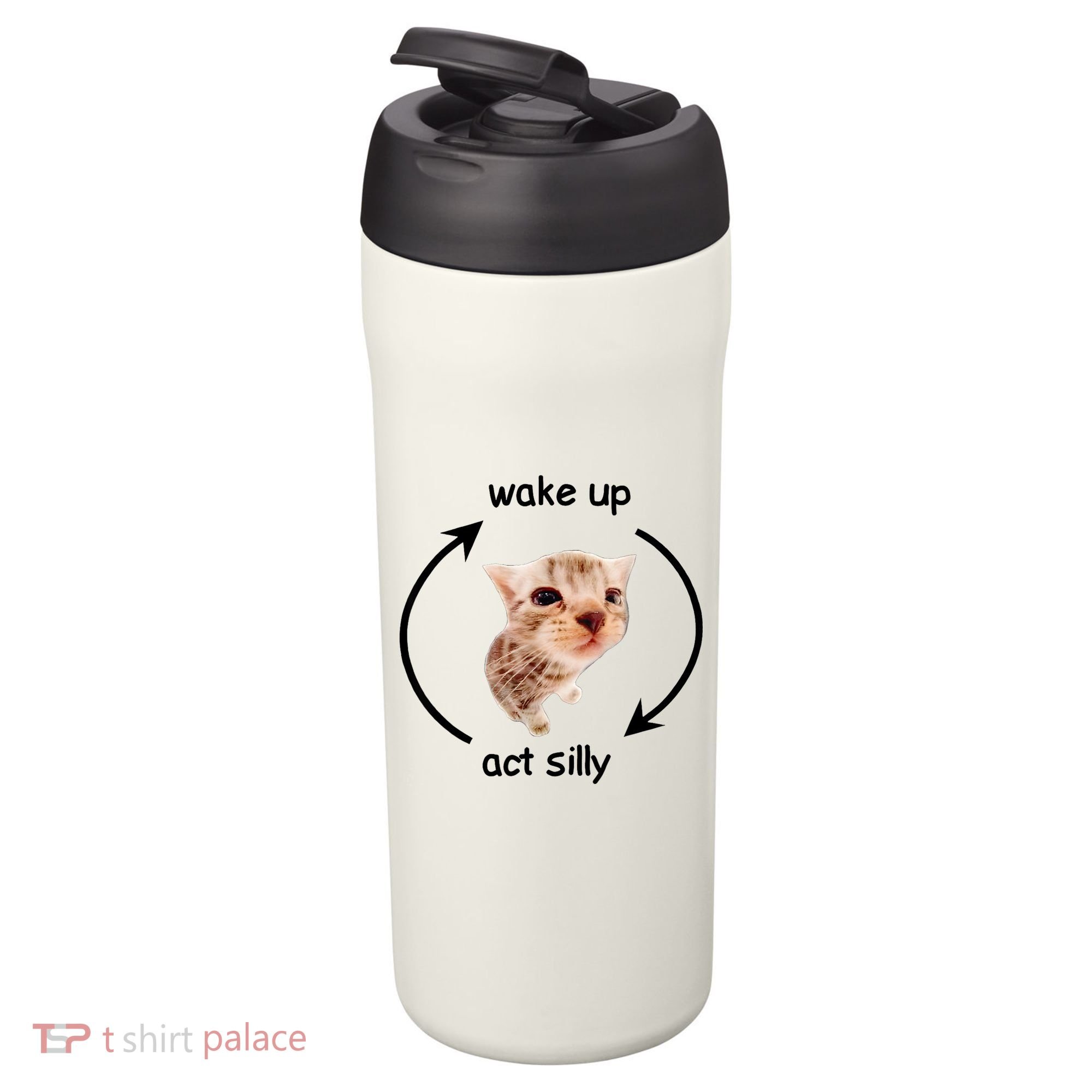 Wake Up Act Silly Cat 24oz Duet Stainless Steel Tumbler