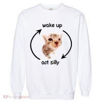 Wake Up Act Silly Cat Garment-Dyed Sweatshirt thumb 0