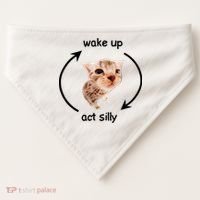 Wake Up Act Silly Cat USA-Made Doggie Bandana thumb 0