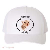 Wake Up Act Silly Cat Yupoong Adult 5-Panel Trucker Hat thumb 0