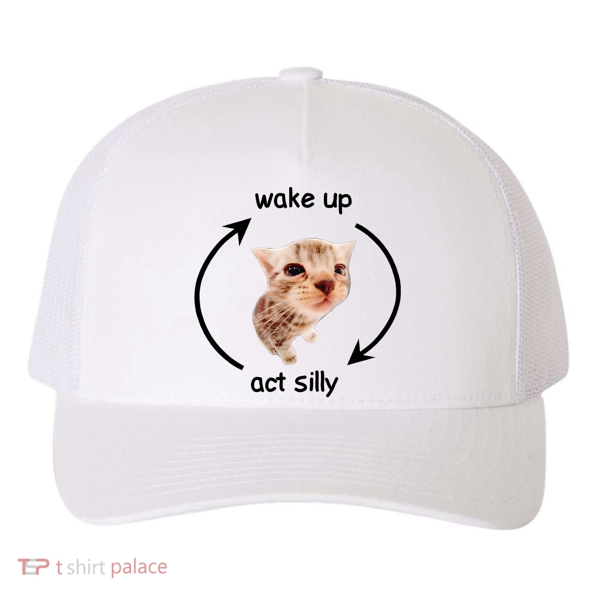 Wake Up Act Silly Cat Yupoong Adult 5-Panel Trucker Hat