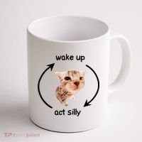 Wake Up Act Silly Cat Coffee Mug thumb 1
