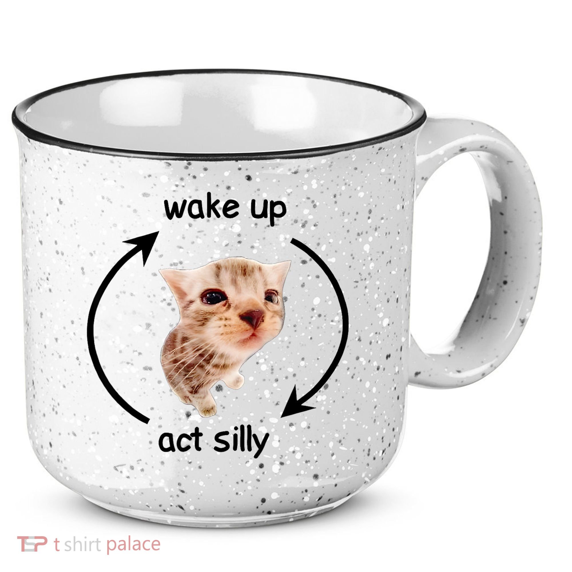 Wake Up Act Silly Cat 15oz Campfire Ceramic Mug