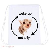 Wake Up Act Silly Cat Drawstring Bag thumb 0