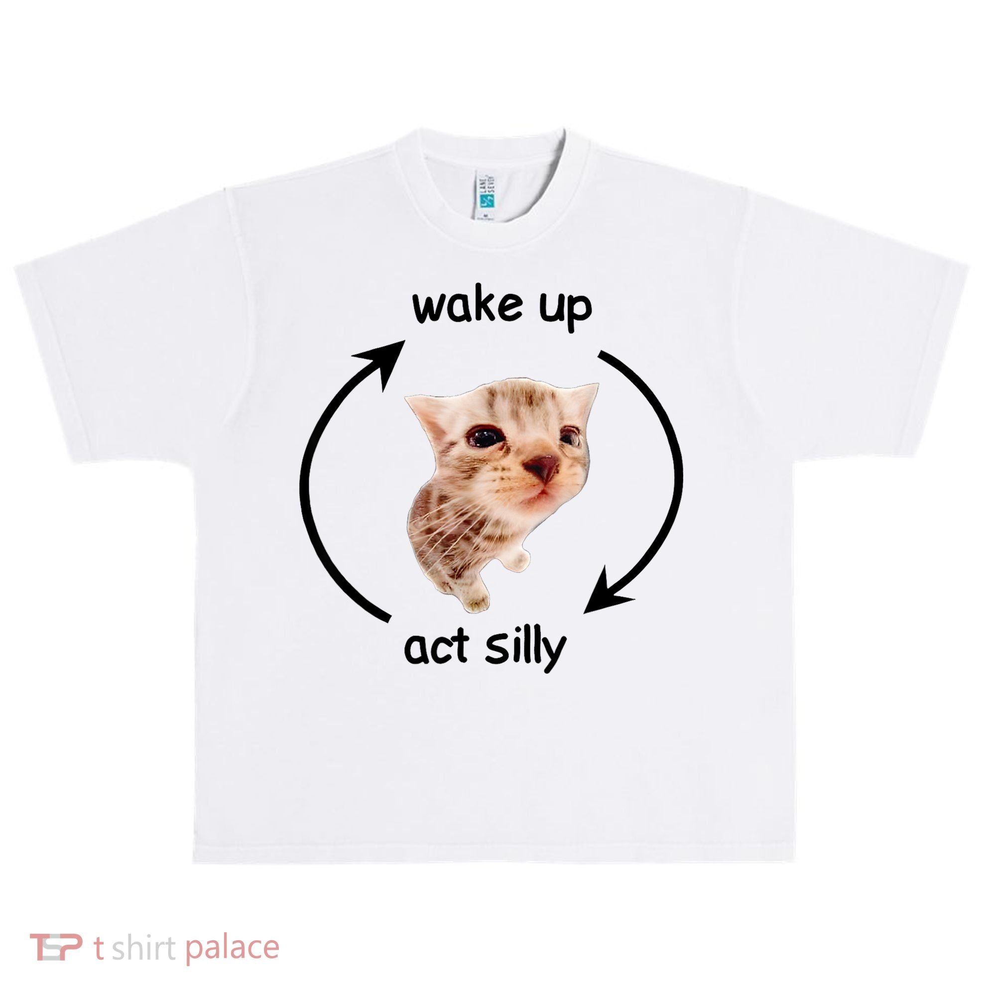 Wake Up Act Silly Cat Urban Oversized Heavyweight T-Shirt