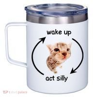 Wake Up Act Silly Cat 12oz Stainless Steel Coffee Mug thumb 2