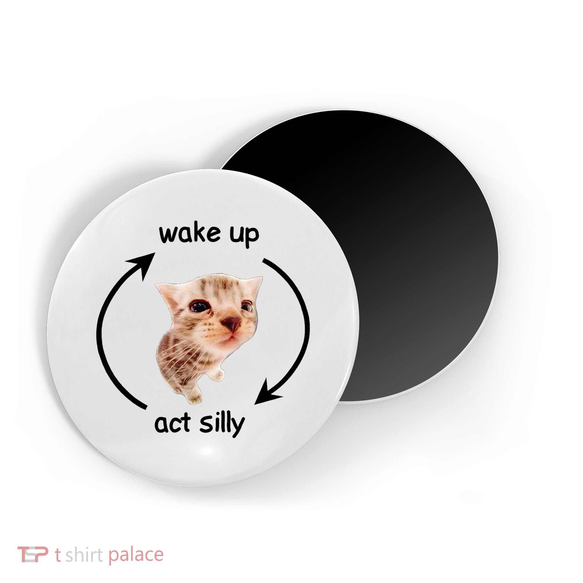 Wake Up Act Silly Cat Magnet