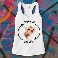 Wake Up Act Silly Cat Women's Tank Top thumb 3