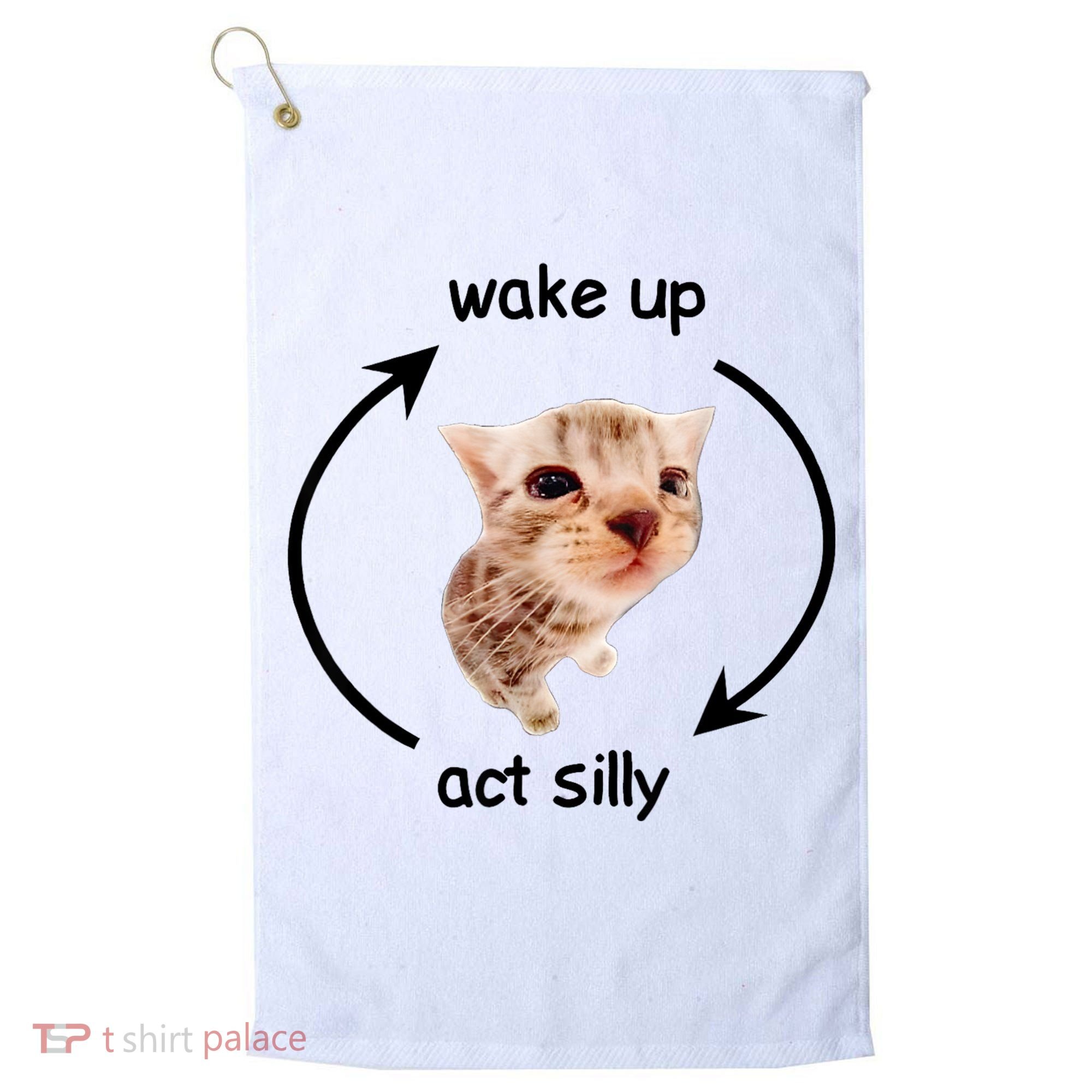 Wake Up Act Silly Cat Golf Towel